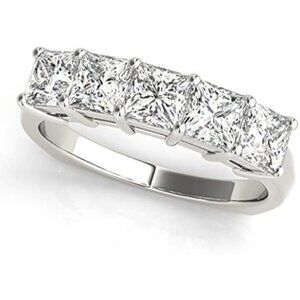 1 Carat Gold Princess Cut 5 Stone Ring Diamond Wedding Band Value Collection I-J